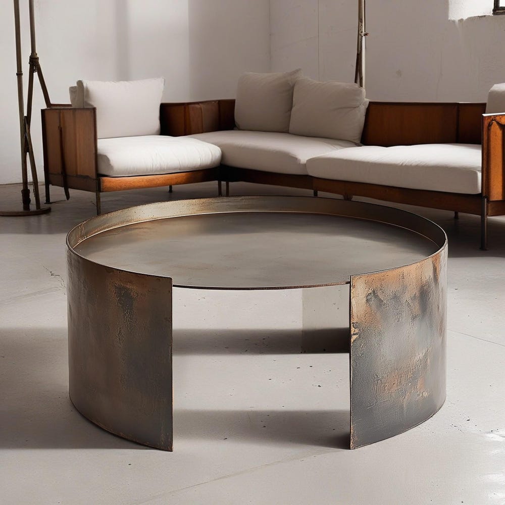 Drum Coffee Table, Metal Drum Table, Low Coffee Table, Modern Coffee Table, Metal Coffee Table - Image 8