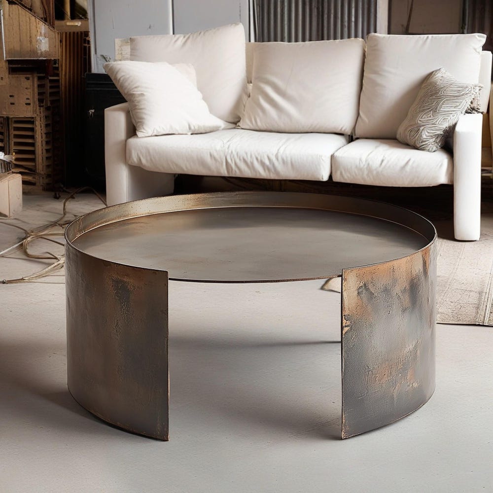 Drum Coffee Table, Metal Drum Table, Low Coffee Table, Modern Coffee Table, Metal Coffee Table - Image 6