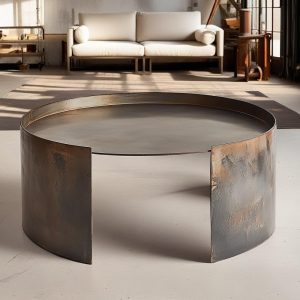 Drum Coffee Table, Metal Drum Table, Low Coffee Table, Modern Coffee Table, Metal Coffee Table
