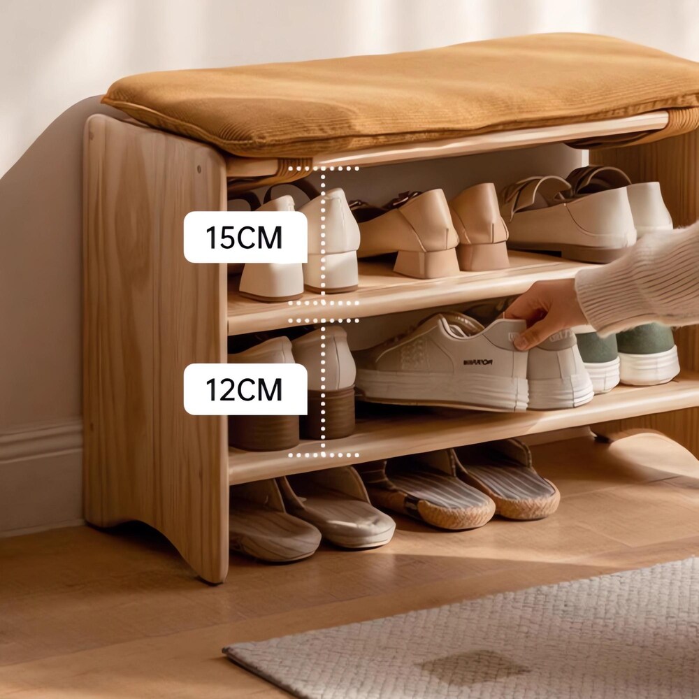 Wood Modern Entryway Bench,Bench Storage, Shoe Organizer Rack,wooden Open Shoe Shelf Organizer Hanger,Space solution hallway unit hall stand - Image 9
