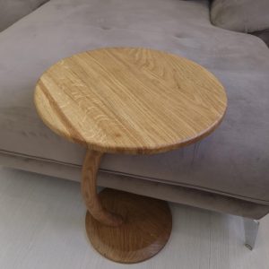 Oak Wood C Shaped Round Coffee Table, Modern Oak C-Shaped Coffee Table and End Table Set for Stylish Living Rooms