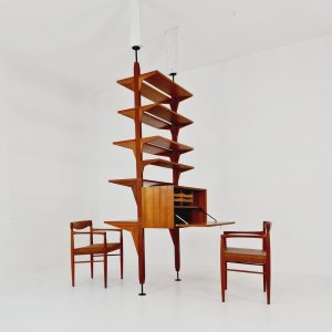 Two sides Midcentury Danish teak free standing room divider shelving Unit, by Poul Cadovius, 1960s