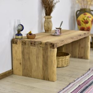 Rustic coffee table for living room live edge side table wooden rustic mid-century farmhouse furniture rectangular vintage-like