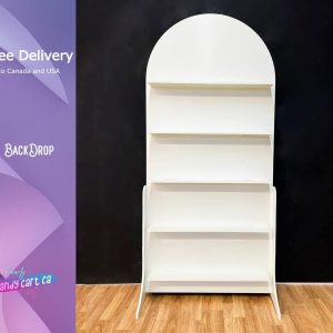 Treat wall, Event Decor, Arched Backdrop with Shelves for Display