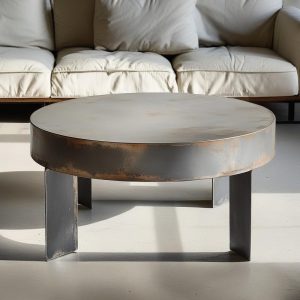 Round Metal Coffee Table, Drum Coffee Table, Metal Drum Coffee Table, Low Coffee Table