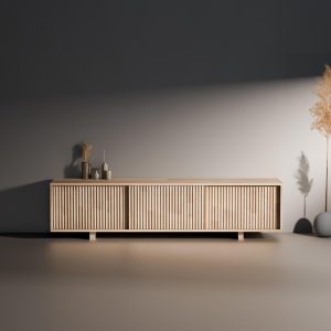 Customizable Mid-Century Modern Wood Media Console: TV Stand, Record Player Credenza, Handmade Sideboard