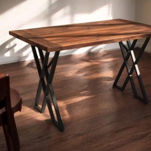 Detailed Wooden Table with Metal Legs, Premium Rustic Handcrafted Table for Farmhouse Kitchen-Patio, Custom Wood Table, Home & Office Table.