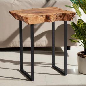 Live Edge End Table, Live Edge Side Table, Walnut End Table, Walnut Side Table, Solid Wood Handmade End Table With Metal Legs