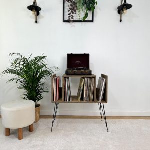 Record Player Stand, Vinyl Console, Wood Record Player Table