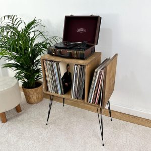 Vinyl Console, Wood Record Player Table, Record Player Console