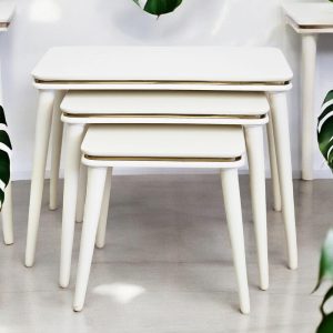 Rustic Solid Wood Nesting Tables Set of 3, Wooden Nesting Coffee & Side Tables for Living Room