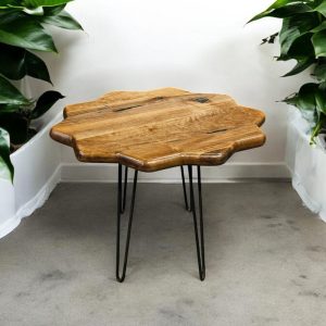 Rustic Live Edge Walnut Coffee Table - Handcrafted Round Wood Side Table, Unique Rustic Accent Table for Living Room