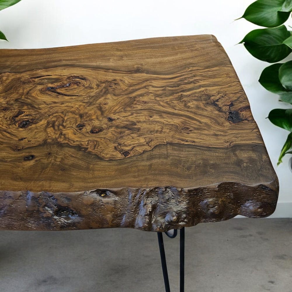Live Edge Walnut Coffee Table - Rustic Round Wood Side Table, Handcrafted Unique Rustic Side Tables for Living Room - Image 8