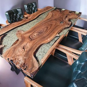Custom Epoxy Dining Room Table - Handmade Modern Epoxy Resin Kitchen Dine Table, Unique Gift Table