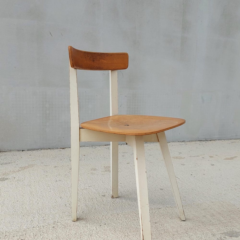 Mid Century Wooden Dining Chair / Designer Chair / Niko Kralj for Marles / Rustic Design / Cross Base Chair / 70's - Image 2