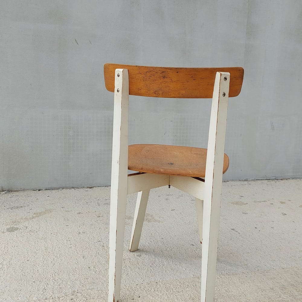 Mid Century Wooden Dining Chair / Designer Chair / Niko Kralj for Marles / Rustic Design / Cross Base Chair / 70's - Image 3