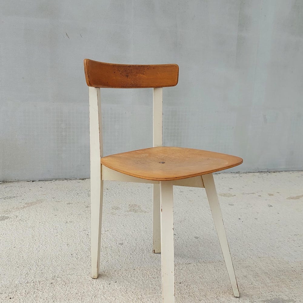 Mid Century Wooden Dining Chair / Designer Chair / Niko Kralj for Marles / Rustic Design / Cross Base Chair / 70's - Image 4