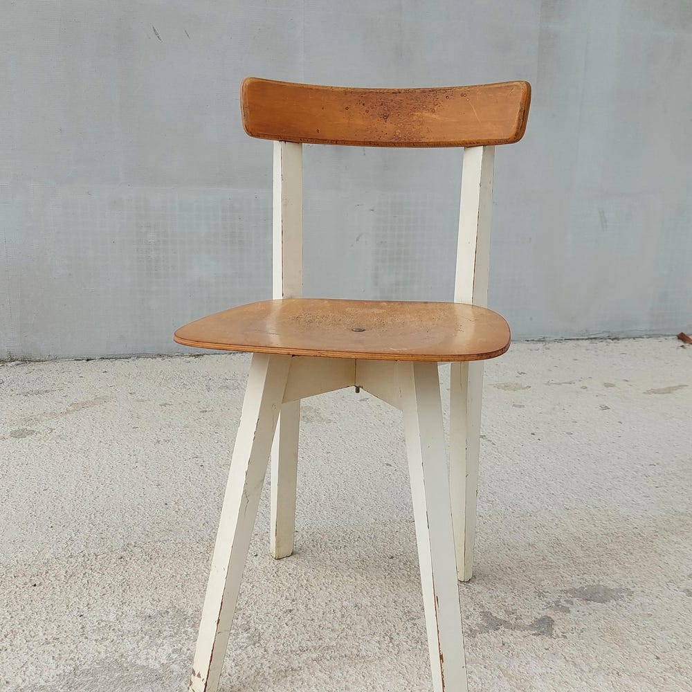 Mid Century Wooden Dining Chair / Designer Chair / Niko Kralj for Marles / Rustic Design / Cross Base Chair / 70's - Image 7