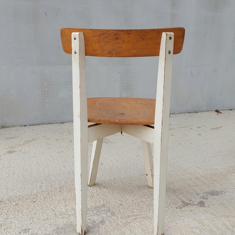 Mid Century Wooden Dining Chair / Designer Chair / Niko Kralj for Marles / Rustic Design / Cross Base Chair / 70's - Image 9