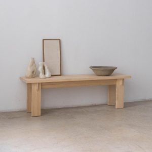 Solid wood entrance bench, 150 cm - Begur large