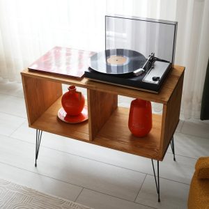 Rustic Record Player Stand, Large Record Player Table, Schallplattenschrank, Plattenspieler Mobel, Vinyl Record Cabinet