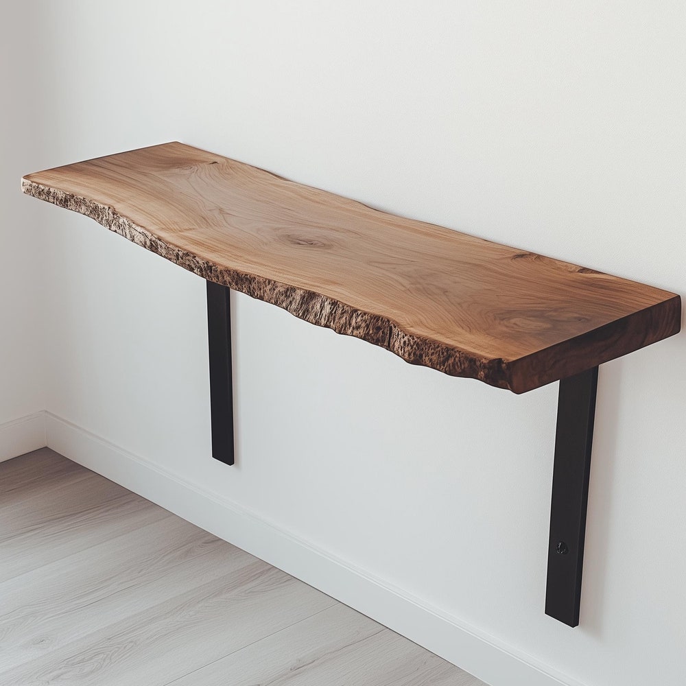 Walnut Wood Shelf, Live Edge Shelf, Wall Mount Wood Shelf, , Wooden Shelf, Wall Shelf, Rustic Book Shelf