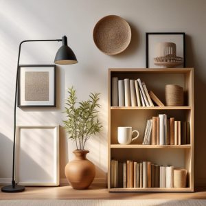 Low modern bookshelf and bookshelves, perfect as a room divider for versatile storage and stylish organization in any space.