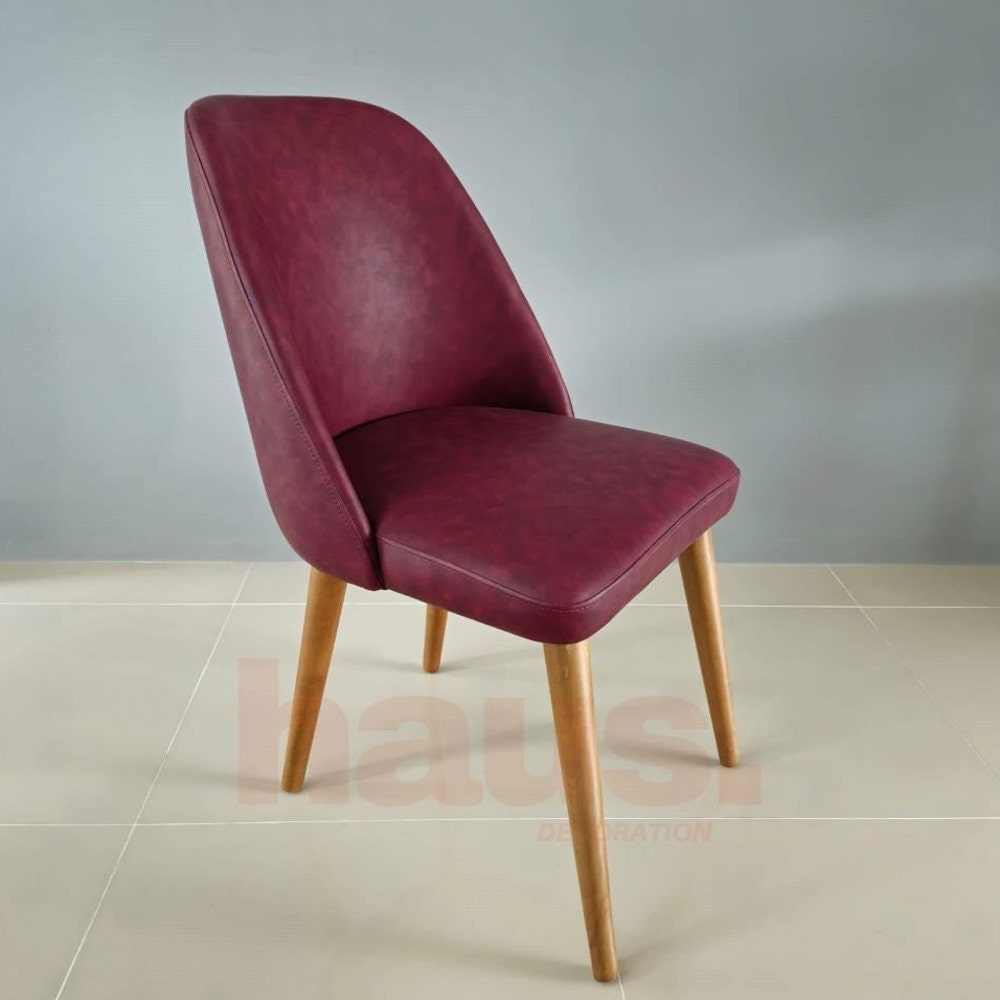 Mid Century Modern Dining Chair, Custom Leather Chair, Solid Wood Legs, Comfortable Chairs, Luxurious Chair, Leather Upholstered, Desk Chair