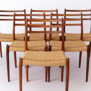 Elegant Set of 6 Niels Otto Moller Model 78 Chairs | Rosewood | 1960s | Reupholstered | Worldwide Shipping | Totally up to 10 available