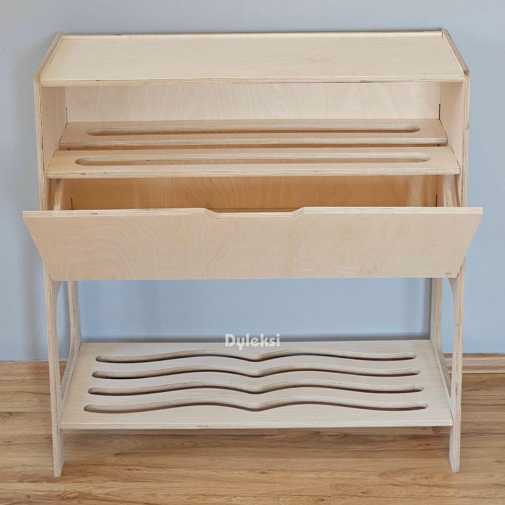 Wooden Shoe Cabinet with Extra Storage | Minimalist Entryway Shoe Shelf | Flip-Down Entryway Organizer | Modern Shoe Rack | Shoe Organizer - Image 7