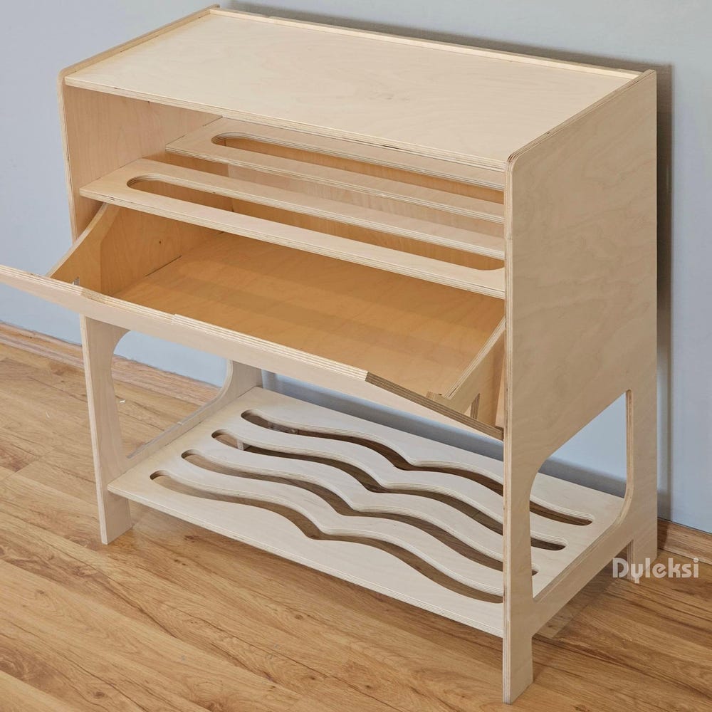 Wooden Shoe Cabinet with Extra Storage | Minimalist Entryway Shoe Shelf | Flip-Down Entryway Organizer | Modern Shoe Rack | Shoe Organizer - Image 8