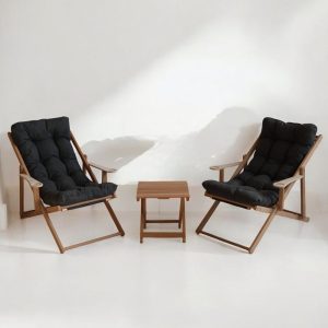 Adjustable Wooden Garden Chair with Armrest, Comfortable Sun Lounger & Outdoor Patio Chair - Balcony Sunbed - Deck Recliner - Wooden Chair.