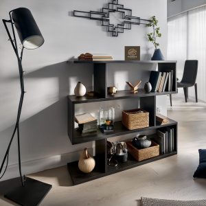 Minimalist Low Bookshelf with Rustic Charm Assymetric Modern Bookshelves For Living Room Bookcase Storage For Book And Comics Bookshelf