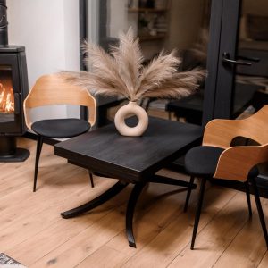 Extendable Transformer Table | 3-in-1 100% Wooden Table | Adjustable Height | Multifunctional Coffee & Dining Table | Black Finish