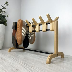 Double Sided Wooden Shoe Stand | Unique Shoe Rack for Entryway | 6 Pair Shoe holder organizer