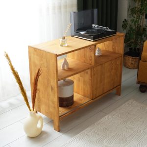 Large Record Player Table, Turntable Cabinet, Mid century Turntable table, Schallplattenregal, Turntable Cabinet With Vinyl Storage