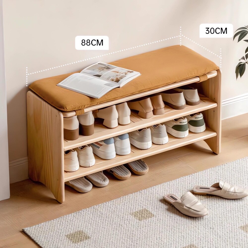 Wood Modern Entryway Bench,Bench Storage, Shoe Organizer Rack,wooden Open Shoe Shelf Organizer Hanger,Space solution hallway unit hall stand - Image 10