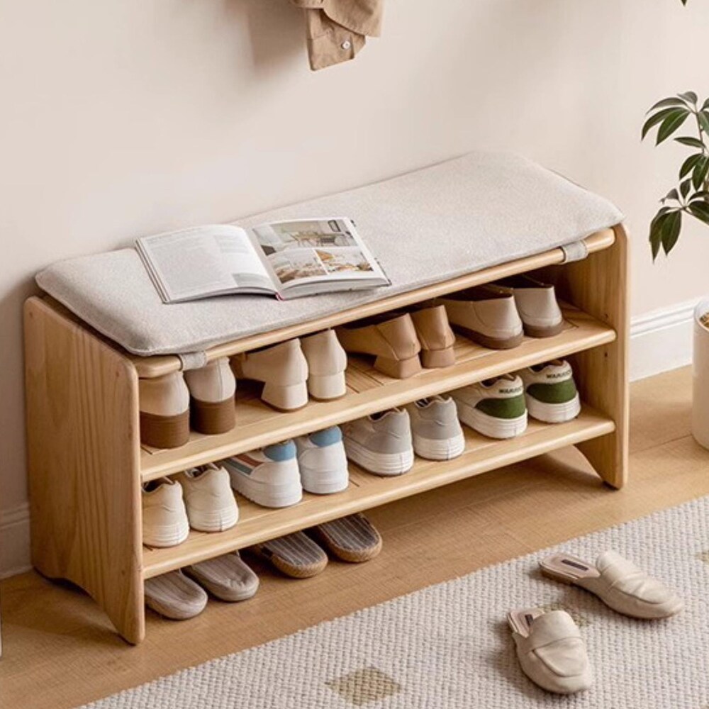 Wood Modern Entryway Bench,Bench Storage, Shoe Organizer Rack,wooden Open Shoe Shelf Organizer Hanger,Space solution hallway unit hall stand - Image 3