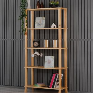 Forhappyhomes Bookshelf,Bookshelf with Duplicable Shelf,Solid Wood Bookshelf,Living Room,Office Wood Bookshelf,Shelving Unit,Boho bookshelf
