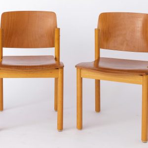 Vintage Dining Chairs by Kusch + Co. | 1980s Beech Wood | Pair | Refurbished & Oiled | Manufacturer's Sticker | Insured Worldwide Shipping