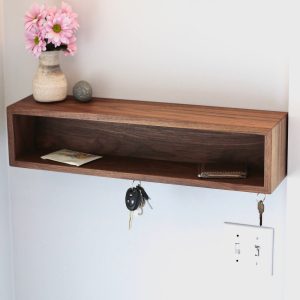 Modern Entryway Organizer with Magnetic Key Hooks in Choice of Hardwood, Mid Century Modern Style