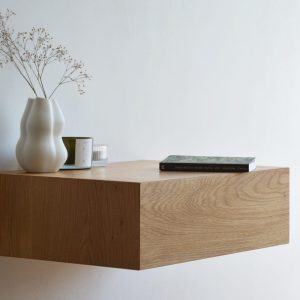 Minimalist floating nightstand with drawer made of oak | various sizes | single or double