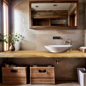 Wooden Rustic Live Edge Bathroom Vanity – Handcrafted Solid Floating Shelf – Custom Farmhouse  Single or Double Sinks – Unique Small Vanity