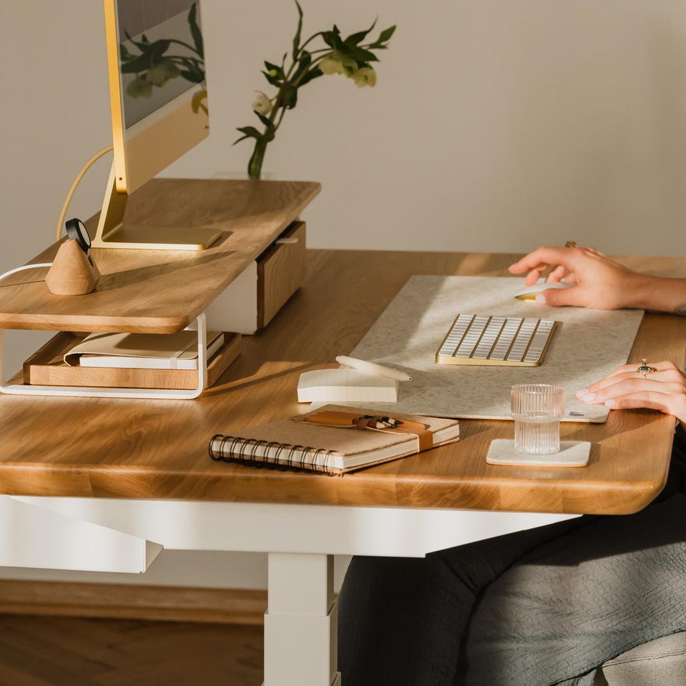 Standing Desk Pro Bundle - Solid Wood Standing Desk with Grommet and Cable Tray, White Legs, Adjustable-Height Desk, Handmade Computer Desk - Image 3
