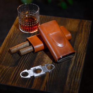 Elegant Cigar Holder with Guillotine Cutter, Luxury Case for Cigars, Stylish Gift for Him, Groomsmen Gift, Gifts For Him, Gifts For Dad