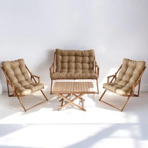 Premium Large Wooden Patio Chair Set - Adjustable Garden Loungers & Sofa, Folding Armchair Outdoor Furniture, Large Balcony - Deck Chair