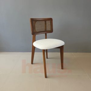 Solid Wooden Dining Chair, Rattan Wicker Woven, Comfortable Chairs, Teddy Cushioned, Solid Wood Legs, Personalized Seating, Luxurious Chairs