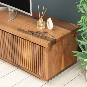Walnut Wood TV Unit & Console, Modern and Unique Design Decor, Rectangular Cabinet with Drawers, Media Console and TV Storage Models