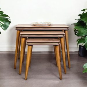 Square Nesting Coffee Tables Set of 3 - Rustic Minimalist Sofa, End & Coffee Tables for Living Room Interior Decor