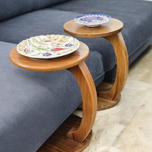 Round Side Table C Shaped Coffee Table Wide Base Accent Table Special Design Modern Living Room Furniture